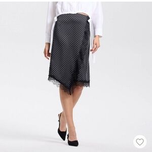 NWT A New Day Black Polka Dot Midi Slip Skirt